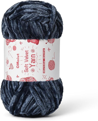 100g Fluffy Velvet Chenille Yarn for Crocheting and Knitting, 80m (87.5yd) Baby Yarn for Crocheting Soft, Crochet Chunky Yarns Amigurumi Yarns (Navy Blue)