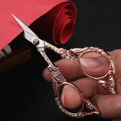 YOUGUOM Sewing Embroidery Scissors – Small Vintage Sharp Pointed Tip Shears for Craft, Artwork, Handicraft DIY Tool, 4.6in Rose Gold Bird Style