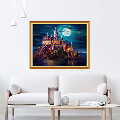 DMCVIVR Stamped Cross Stitch Kits for Beginners Adults Needlepoint Kits for Beginners Embroidery Kits for Adults Crossstitch Kit for Beginners 11CT-Moon Castle 16x20 inchs