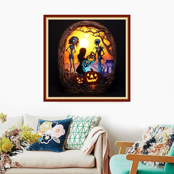 Foxdiviy Stamped Cross Stitch Kits Full Range of Embroidery Needlework Starter Kits for Beginners Adults 11CT Embroidery Patterns Art Crafts DIY Needlepoint Kits-Magic Skull 18x18 inch