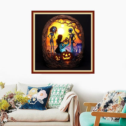 Foxdiviy Stamped Cross Stitch Kits Full Range of Embroidery Needlework Starter Kits for Beginners Adults 11CT Embroidery Patterns Art Crafts DIY Needlepoint Kits-Magic Skull 18x18 inch