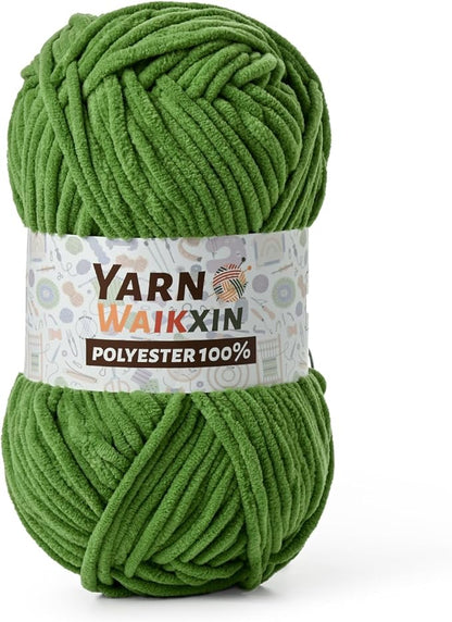 Soft Chenille Yarn for Crocheting, Fluffy Chunky Crochet Yarn for Baby Blanket, (1.76oz/65.6yds) Fuzzy Velvet Yarn for Amigurumi&DIY Puzzle、Crafts、Scarf(Army Green)