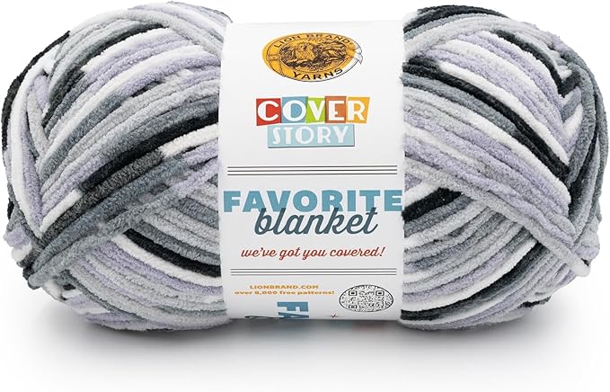 Lion Brand Yarn, Cover Story Favorite Blanket Yarn for Knitting and Crochet, 223 Yards, Perfect Storm, 1 Pack