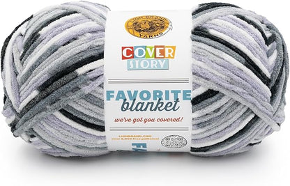 Lion Brand Yarn, Cover Story Favorite Blanket Yarn for Knitting and Crochet, 223 Yards, Perfect Storm, 1 Pack