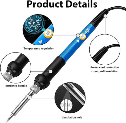 Aphohome Wood Burning Kit, 6 - Temp Adjustable Soldering Welding Iron Kit with 5 Tips & Sponge, for Pyrography Art & DIY Wood Crafts