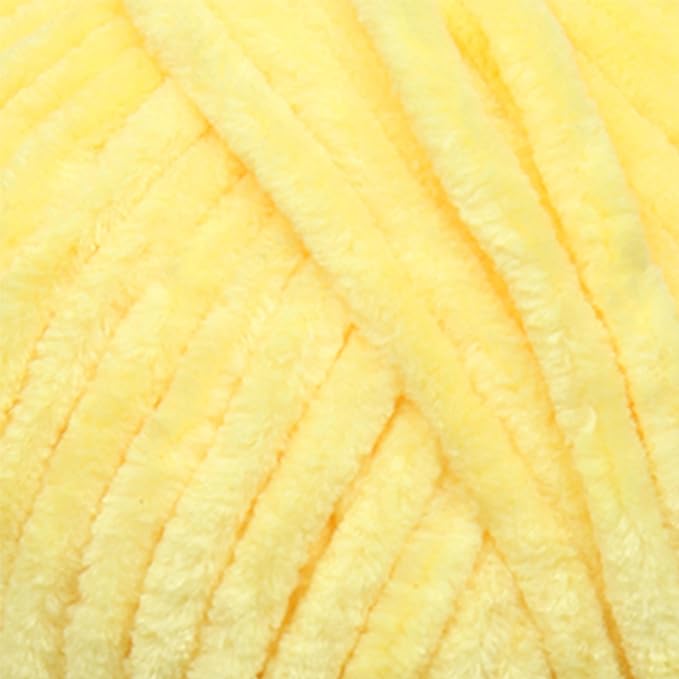 Estako Velvet Chenille Blanket amigurumi Yarn for Crocheting and Knitting Super Bulky 100 gr (132 yds) (1850 - Yellow)