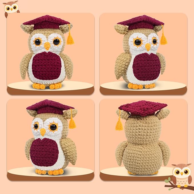 CODGP Crochet Kit,12in Crochet Animal Kit Owl, Crochet Owl Kit Gift for Adults with Yarn Sets, Amigurumi Crochet Kits with Step-by-Step Video Tutorials