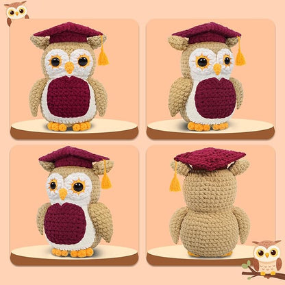 CODGP Crochet Kit,12in Crochet Animal Kit Owl, Crochet Owl Kit Gift for Adults with Yarn Sets, Amigurumi Crochet Kits with Step-by-Step Video Tutorials