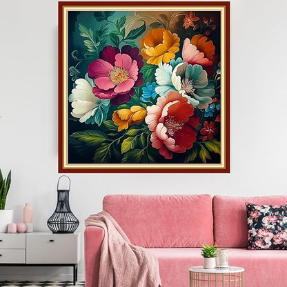 Redxing Stamped Cross Stitch Kits Embroidery kit for Beginners Adults Full Range of Embroidery Patterns Starter Kits DIY Printed Cross Stitch Kits Needlepoint Kits 11CT-Magical Flowers 18x18 inchs