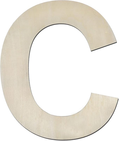 12 Inch Wooden Letter C, 1/4 Inch Thick Large Unfinished Wood Letter for Home Wall Decor, DIY Crafts
