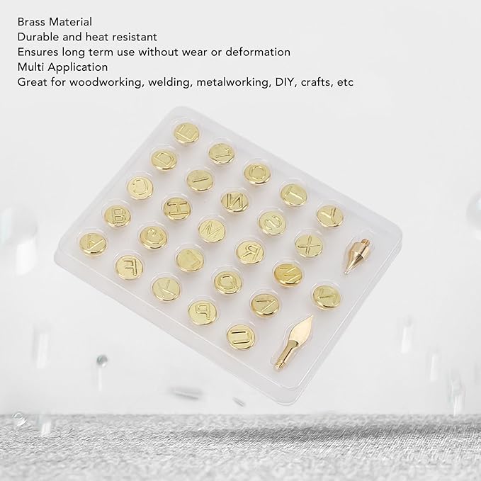 Wood Burning Letter Kit, Woodburning Tips Wood Burning Accessories Alphabet Carving Tip with 26 Letters for Embossing and Carving Crafts