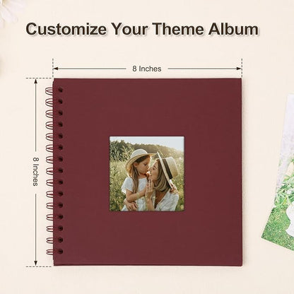 Scrapbook Album 8x8 Inches Photo Album Hardcover Kraft with Window Scrap Book Blank Memory Book for Baby Wedding Guest Book Couples Graduation Travel DIY Anniversary, 40 Pages Red