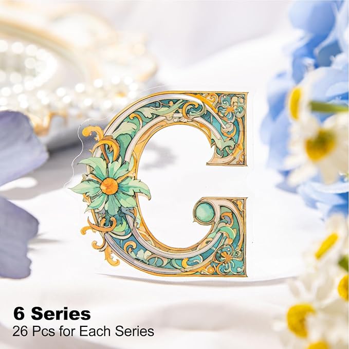 AuriicLeaf Baroque Alphabet Scrapbook Stickers Set, 156PCS Letters Ephemera for Scrapbooking, Junk Journaling, Crafting, DIY Projects, Diaries, and Art Supplies