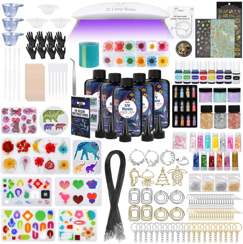 KISREL UV Resin Jewelry Making Kit, 500g Crystal Clear UV Resin by KISREL