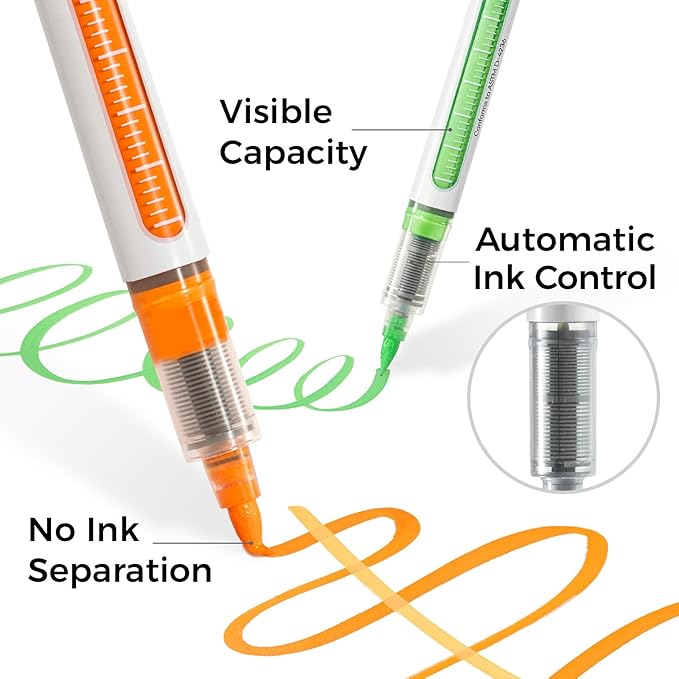 Ohuhu Acrylic Paint Markers Brush Tip: 24 Colors Automatic Ink Control Acrylic Markers High Opacity Paint Pens Waterproof Lightfast for Rock Painting 3D Prints Easter Eggs Wood DIY Crafts- Nahuku