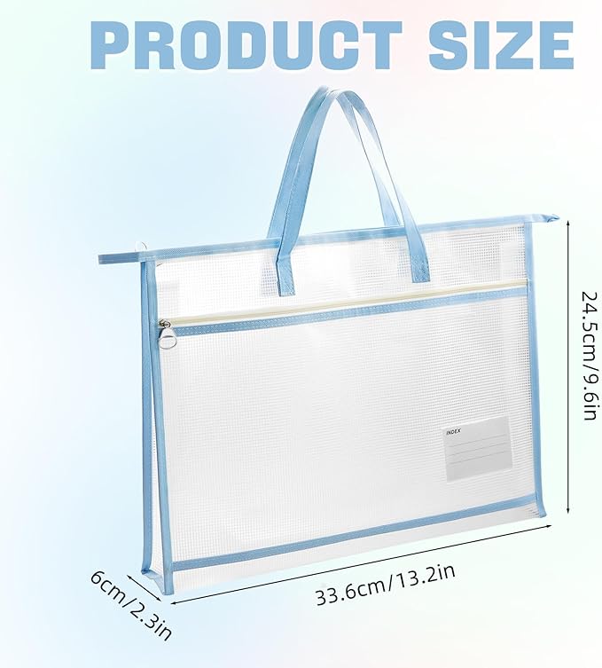 4 Pcs A4 Portable Project Bags for Quilting, Clear Mesh Sewing Project Bag with Zipper Handle Clear Design Art Supply Bag for Quilting Knitting Stitching Artworks Embroidery