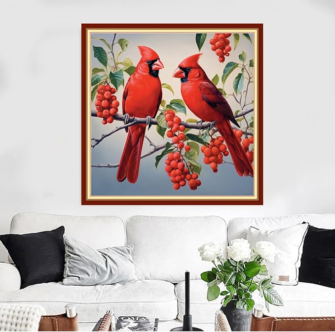 Redxing Stamped Cross Stitch Kits Full Range of Embroidery Starter Kits- Needlepoint Counted Cross Stitch Kits for Beginner Adults 11CT Printed Embroidery Kit-Bird Scenery 18x18 inch