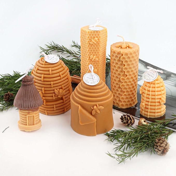 Grainrain 3D Bee Candle Molds Honeycomb Silicone Soap Mold Wax Mold Candle Making Mould (SXY033)