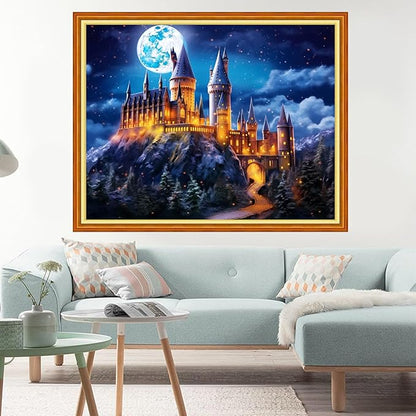 Dimxvean Stamped Cross Stitch Kits,Cross Stitch Kits for Adults Beginners,Embroidery Kits Full Range of Cross Stitch Stamped Kits Needlepoint Kits Cross Stitch Patterns-Colorful Castle 16x20 inch