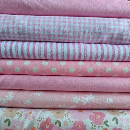 7Pcs 9.8"*9.8"(25cm*25cm) Cotton Fabric DIY Making Supplies Quilting Patchwork Fabric Fat Quarter Bundles DIY for Quilting Cotton Patchwork Cushions(Mix Pink, 25 * 25cm)