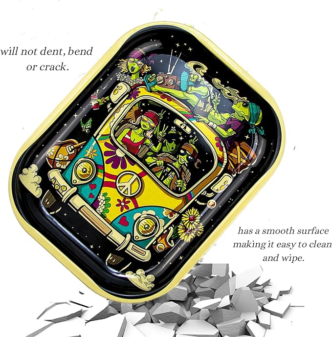Moxuercty Small Metal Trays with PVC Soft Magnetic Lid Metal Tray with Lid Cover Small Cute Decorative Tray Ideal Storage for Home or on The Go, 7" x 5.5"