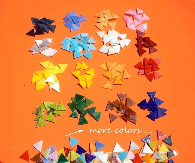 Lanyani 800 Pieces Triangle Mosaic Tiles Stained Glass 5/8 inch- Assorted Colors for Art Craft and Home Decorations - 500g/1.1lb -Opaque-1.1 pounds