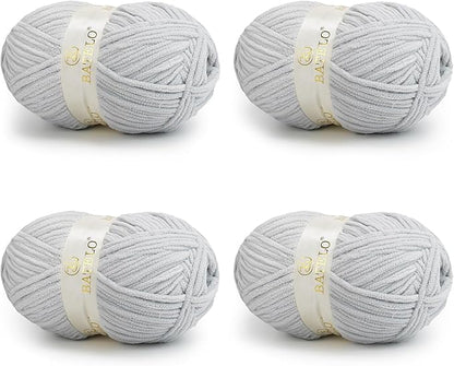 Chenille Yarn for Crocheting & Knitting 880 Yards, Soft Thick Fluffy Bulky Blanket Yarn, 4 Pack of 10.5oz(Blue Gray)