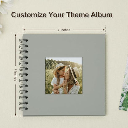 Scrapbook Album 7x7 Inches Photo Album Hardcover Kraft with Window Scrap Book Blank Memory Book for Baby Wedding Guest Book Couples Graduation Travel DIY Anniversary, 40 Pages Grey