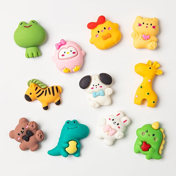 Slime Charms,Resin Flat Back,Cute Charms,Jewery Making Kit,25 Adorable Kawaii Animals Cute Set,DIY Crafts Making,Scrapbooking,Embellishments, Decoraiton Hair Clip,25 Pcs