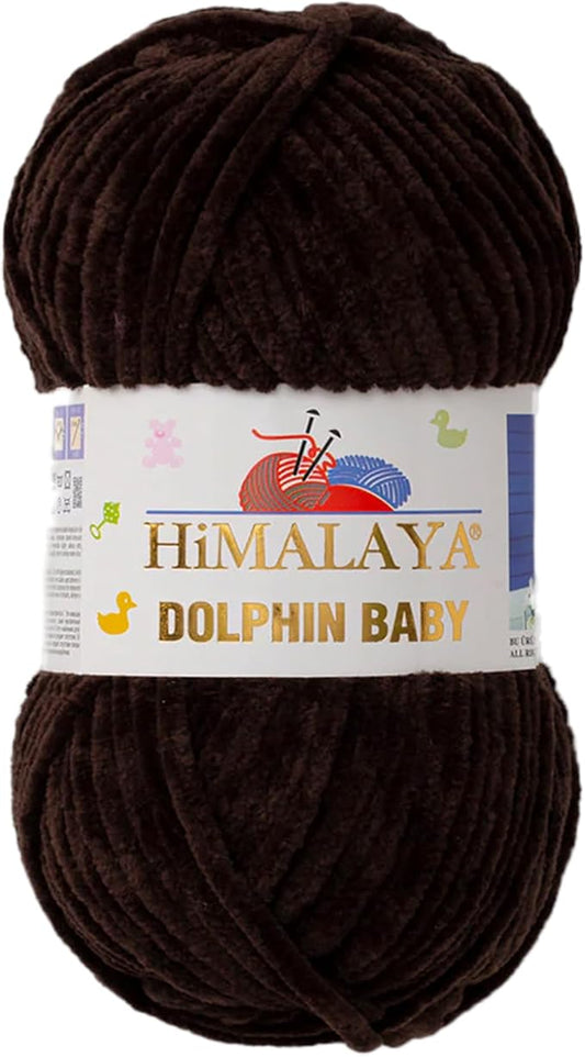 1 Skein/Pack Himalaya Dolphin Baby Chenille Yarn, Each Ball 100 gr (3.5 oz), 120 m (132 Yards), 100% Polyester, Super Bulky Baby Blanket Velvet Amigurumi Yarn, 80343 - Dark Chestnut
