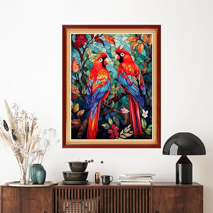 Artvxeay Stamped Cross Stitch Kits | Embroidery Kits for Beginners Craft Kit Needlepoint for Adults Supplies DIY 11CT- (Colorful Parrot 16x20 inch)