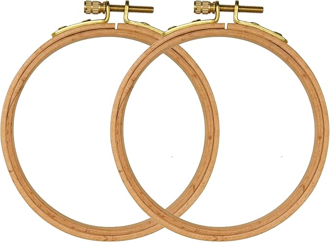 2 Pack 4'' Embroidery Hoop, Guofa 10CM Beech Wood Cross Stitch Hoops, Hanging Embroidery Frame Hoop for Decoration