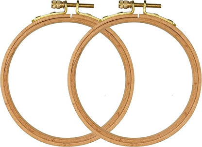 2 Pack 4'' Embroidery Hoop, Guofa 10CM Beech Wood Cross Stitch Hoops, Hanging Embroidery Frame Hoop for Decoration