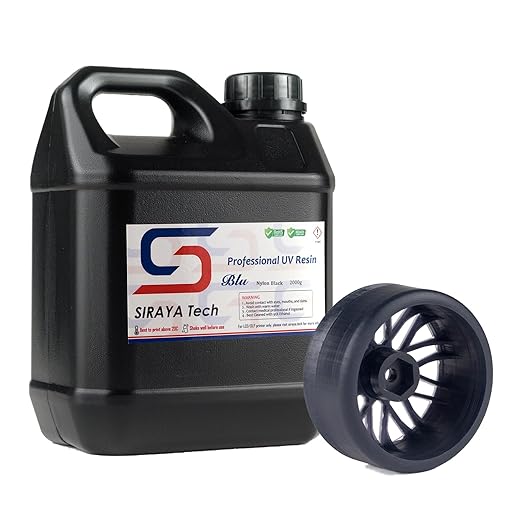 Siraya Tech Blu Nylon 3D Printer Resin Nylon-Like Strong and Precise High-Resolution 405nm UV-Curing Rapid Resin for LCD DLP 3D Printer and 8K Capable (2kg, Nylon Black)
