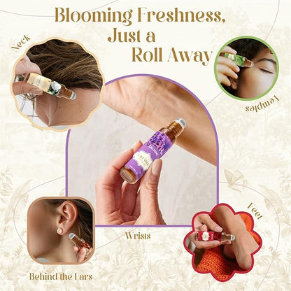 SALKING Essential Oils Roll On Set (6 Pack), Aromatherapy Oil with Roller Ball for Skin Use, Natural Fragrance Gift for Women and Men - Sandalwood, Eucalyptus, Peppermint, Lavender, Rose, Gardenia