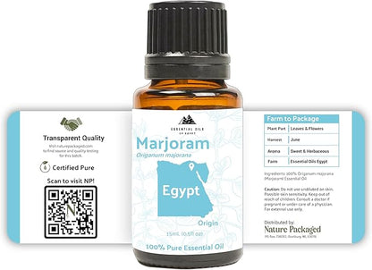 Nature Packaged Marjoram Essential Oil - Aceite de Mejorana Direct from Egypt for Massage & Aromatherapy | Premium Therapeutic Grade (8oz)