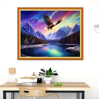 Dimensean Stamped Cross Stitch Kits Full Range of Embroidery Patterns Starter Kits for Beginners Adult DIY Cross Stitches Needlepoint Kits 11CT-Aurora Lake Scenery 16x20 inch