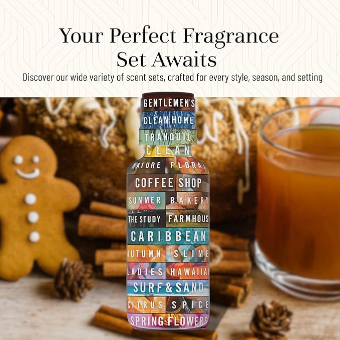 P&J Fragrance Oil Spice Set | Cinnamon, Harvest Spice, Apple Cider, Coffee Cake, Gingerbread, and Pumpkin Pie Candle Scents for Candle Making, Freshie, Soap Making Supplies, Diffuser Oil Scents