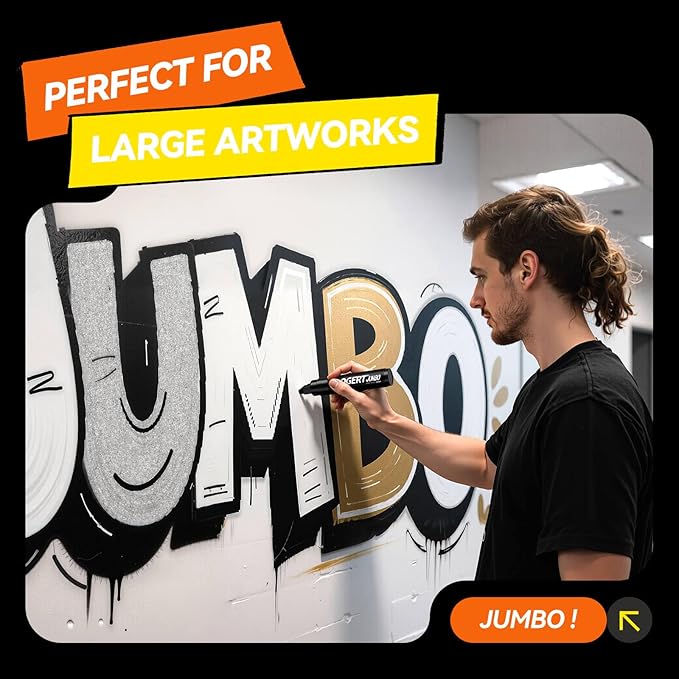 Coogert 3Pcs White Jumbo Poster Markers, 15MM Thick Permanent Acrylic Graffiti Markers, Wide Tip Paint Marker for Canvas, Posters Board, Fabric, Window, Glass, Wood, Teachers,Banner painting supplies