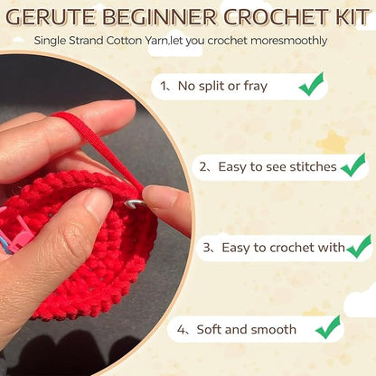 Crochet Kit for Beginners - Adorable Animal Crocheting Set with 4 Chicks and 1 Big Mushroom, DIY Craft with Step-by-Step Video Tutorials, Learn to Crochet Kit for Adults Kid, Ideal Christmas Gift