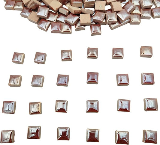 500g/1.1lb Random Color Irregular Ceramics Mosaic Tiles,DIY Making Creative Ceramic Mosaic Tiles for DIY Craft Plates Flowerpots Vases Cups Mosaic Making Supplies (0.47“ Square Pearl Brown)