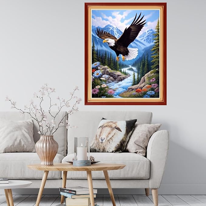 Findvoor Stamped Cross Stitch Kits for Beginner Embroidery Kits for Beginners Adults DIY 11CT Cross Stitch Patterns Needlepoint Kits Crossstitching Kits-Eagle Landscape 16x20 inch
