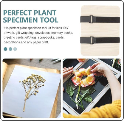 PHENOFICE Plant Specimen Press Kit Tool Set DIY Dried Bloom Petal Fruit Pressing Kit with Absorbent Boards and Reusable Wooden Plates for Botanical Art and Craft
