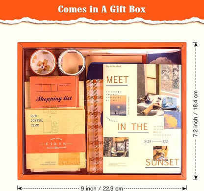 OFFIGIFT Scrapbooking Supplies Kit, 351pcs Bullet Junk Journal Kit with Journaling Supplies Aesthetic Scrapbook Paper A6 Grid Notebook, Scrapbook Kit, Art Craft DIY Gifts for Adult Women, Sunset