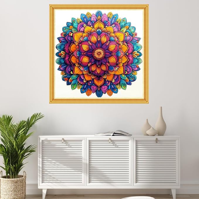 Joyhoor Stamped Cross Stitch Kits for Beginners Needlepoint Kits for Adults Embroidery Kits 11CT Counted Cross Stitch Kits Printed Embroidery Pattern- Colorful Mandala 18x18 inch