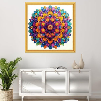 Joyhoor Stamped Cross Stitch Kits for Beginners Needlepoint Kits for Adults Embroidery Kits 11CT Counted Cross Stitch Kits Printed Embroidery Pattern- Colorful Mandala 18x18 inch
