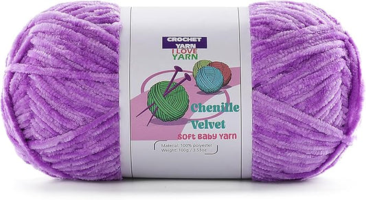 1 Skeins Soft Fluffy Velvet Yarn, Chenille Chunky for Hand Knitting and Crocheting DIY Craft, Amigurumi Crochet Yarns（196.8yds, 3.5oz） (Purple)