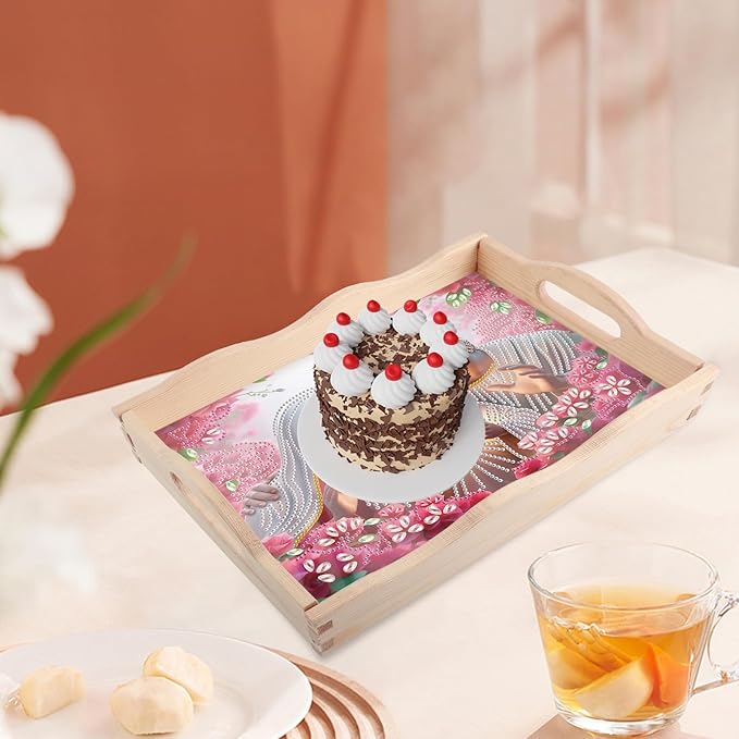 JISHSHAY Diamond Art Serving Tray Diamond Painting Food Tray Gem Art Serving Platter Gem Painting Mosaic Kits for Adults DIY Kits for Adults, with Handle 20×30cm/7.87×11.81in, Jesus Virgin Mary