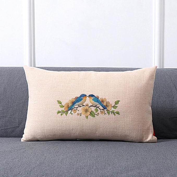 ORIGACH 4 Sheets 16 Pcs Water Soluble Pillowcase Embroidery Patterns Stabilizers - Pre-Printed Floral Vines & Animals Designs - Stick & Stitch Embroidery Paper for Hand Sewing Lovers