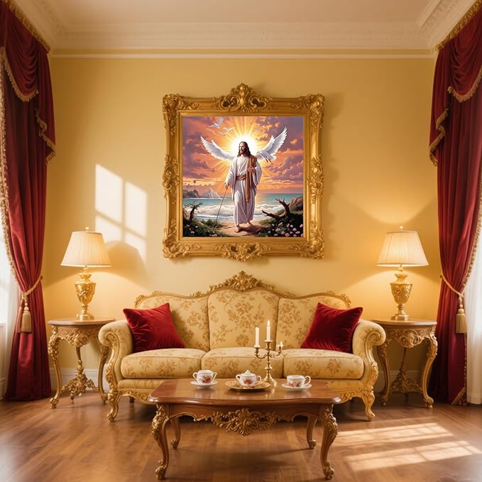57lilina Stamped Cross Stitch Kits - 11CT Jesus Easy Pre Printed Cross-Stitch Patterns for Adults, Advanced Embroidery Kit for Beginners, 18x18 Inch DIY Crossstitch Crafts for Wall Decor or Mom Gifts